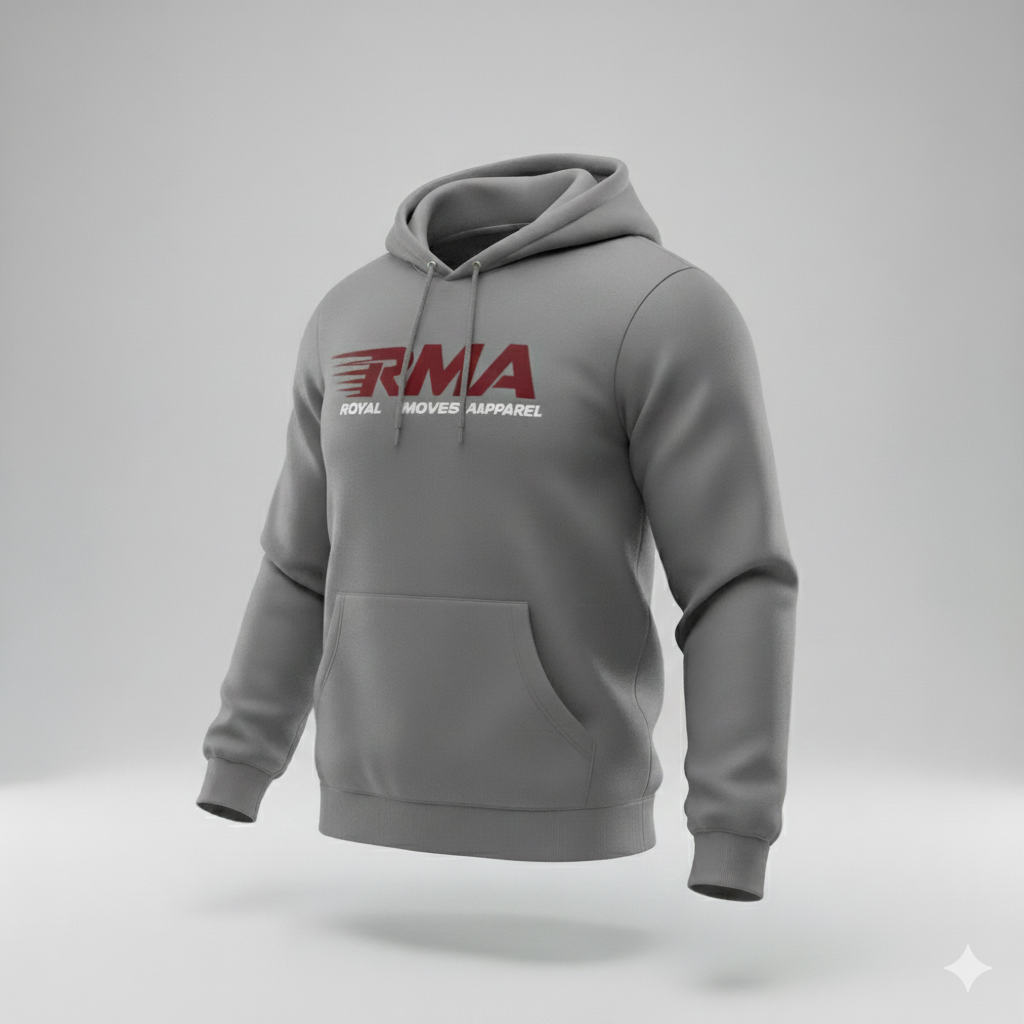 (Cement Grey) with maroon & white Royal Moves Unisex Hoodie